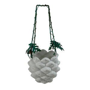 Vintage Dept 56 Balsam GreeneryPine Cone Hanging Planter Christmas Ceramic Metal